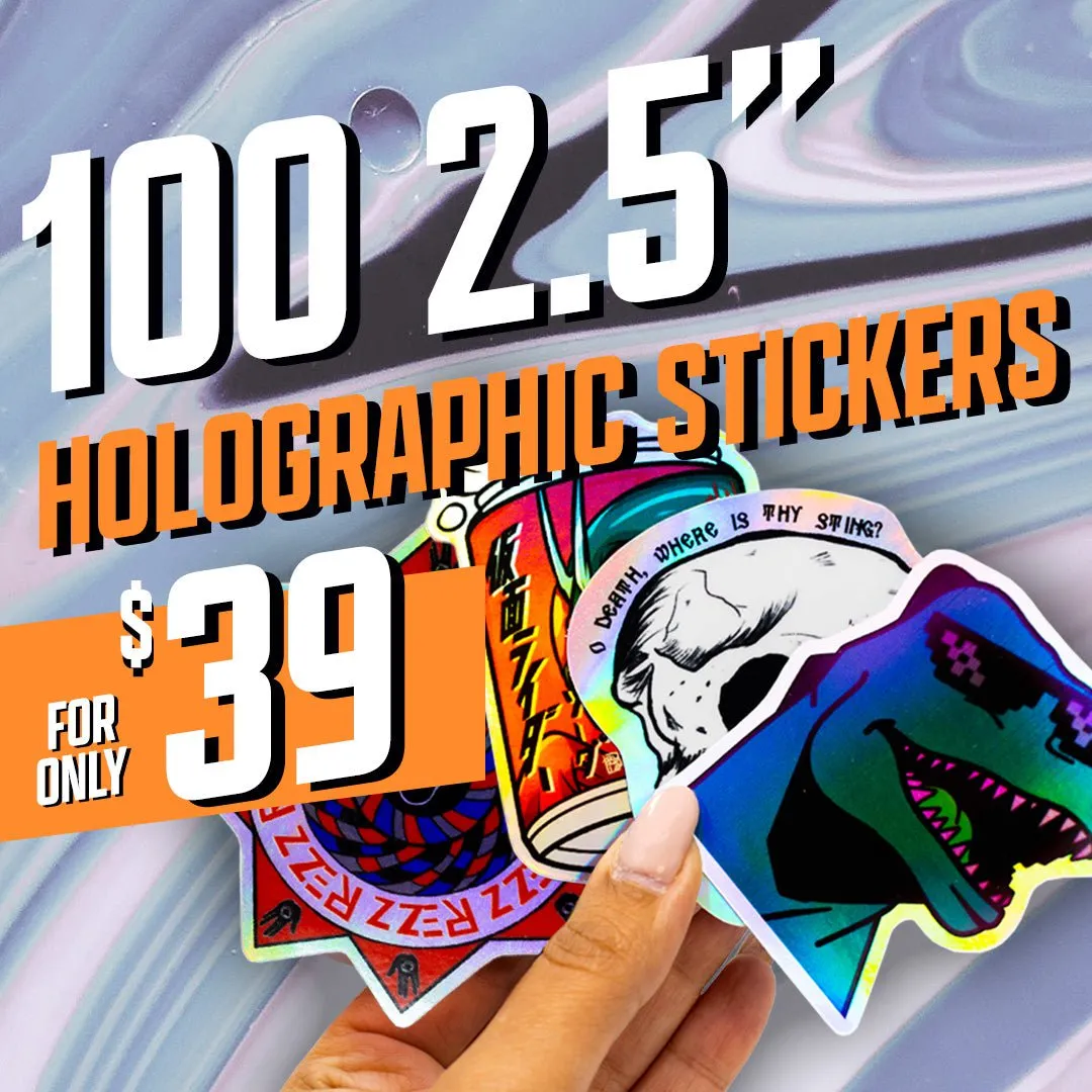 100 2.5" Custom Iridescent Holographic Stickers