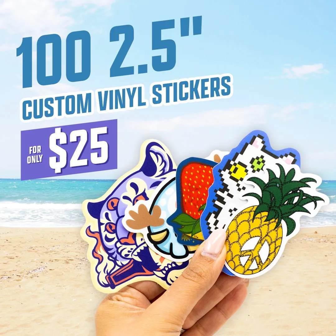 100 2.5" Custom Vinyl Stickers