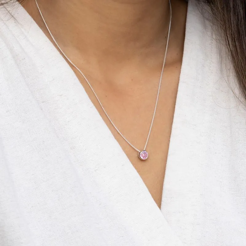 14K Gold Plated Pink Cz Pendant Necklace