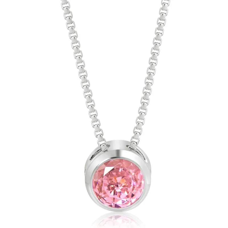 14K Gold Plated Pink Cz Pendant Necklace