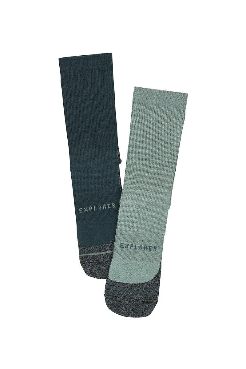 6 Pairs X Bonds Explorer Light Tough Crew Cotton Blend Socks - Grey 04K Print