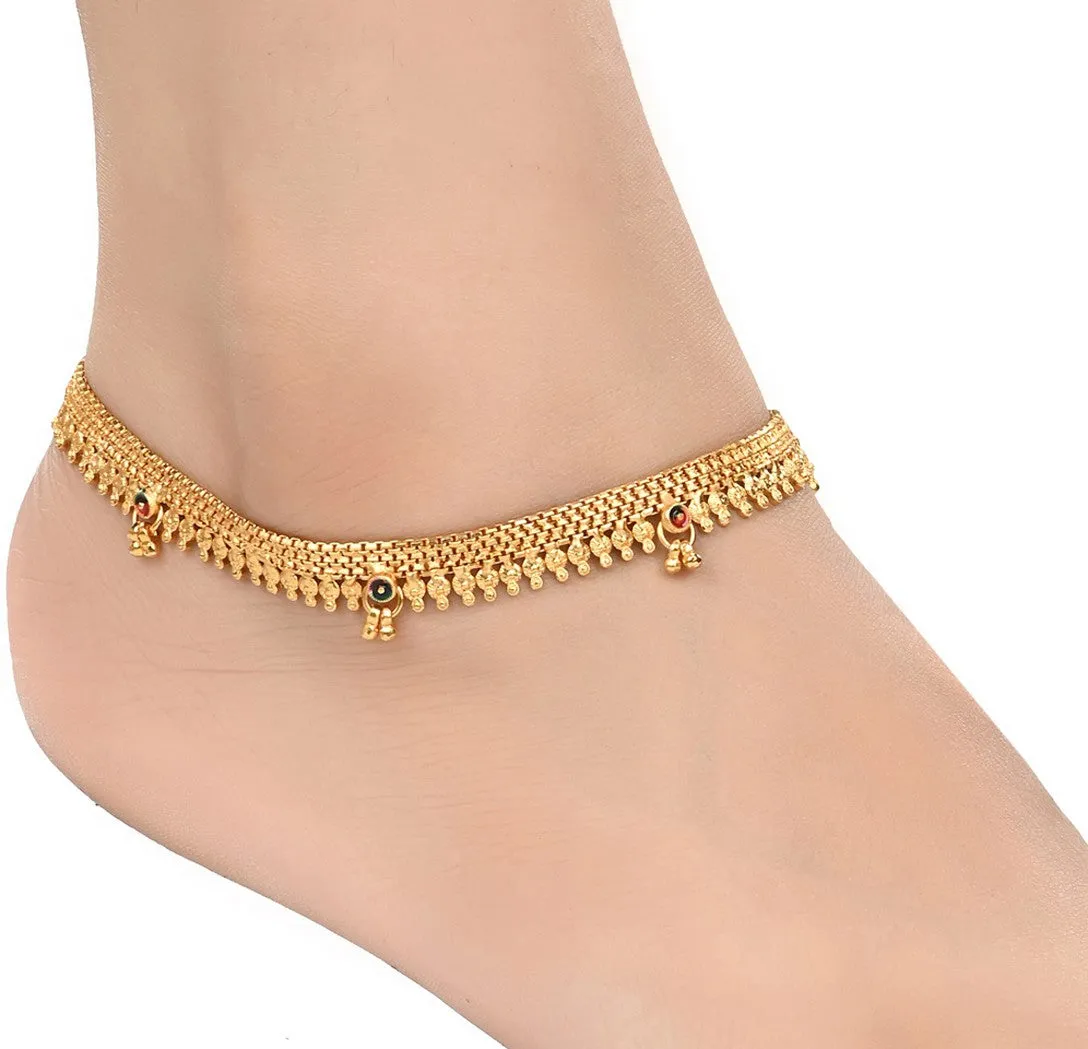 AanyaCentric Gold Plated White Metal Payal Indian Traditional Ethnic Fashion Imitation Jewellery Foot Chain