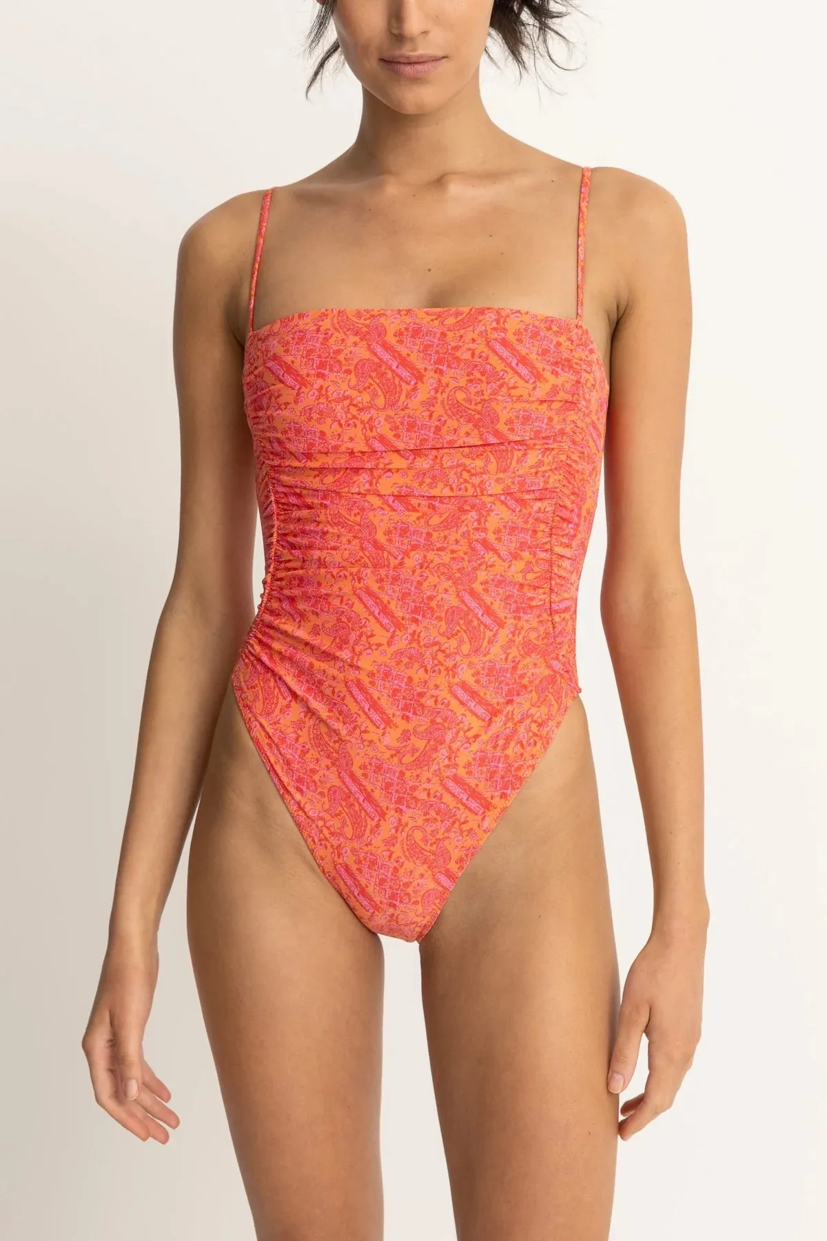 Adia Paisley Scrunched Side One Piece