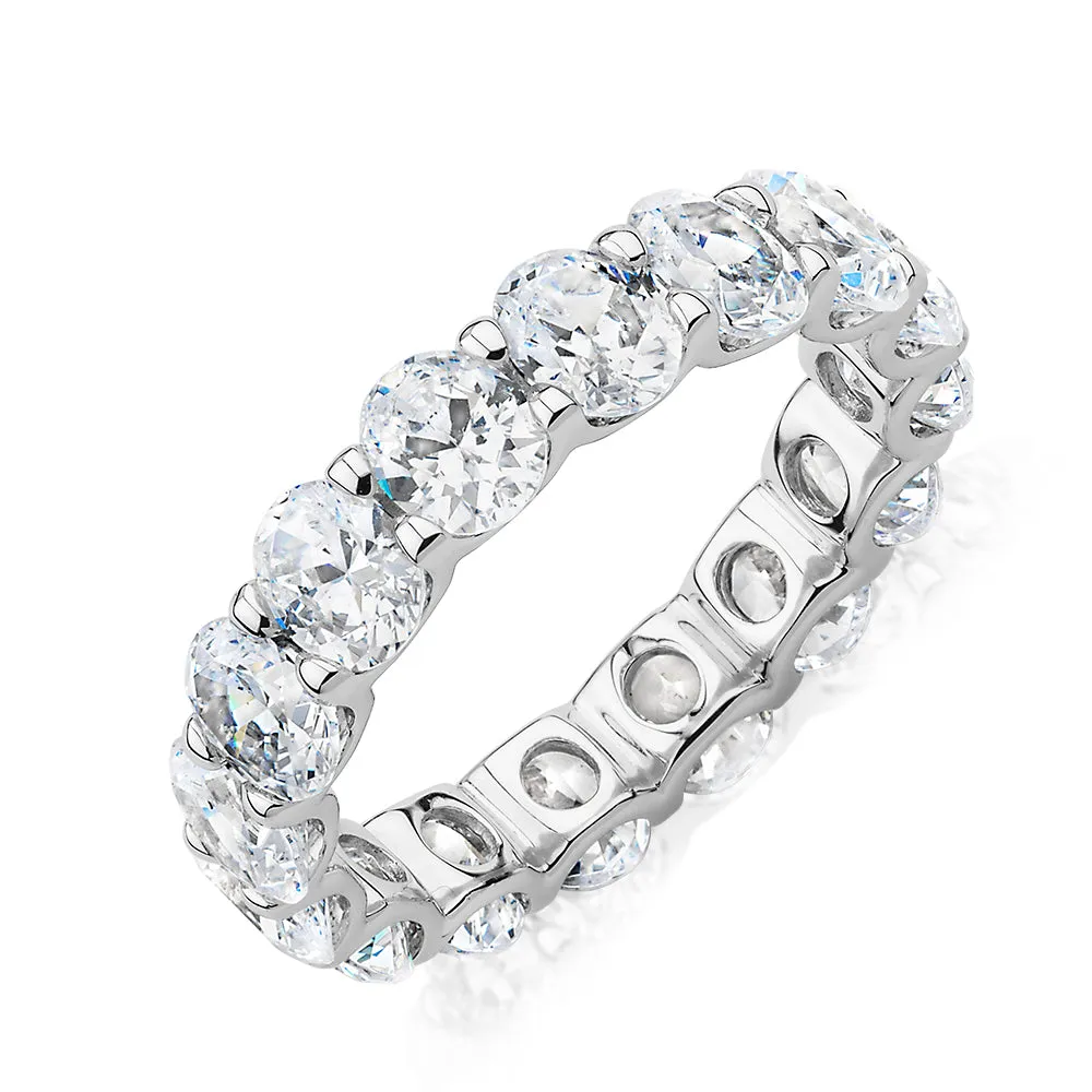 All-rounder eternity band with 4.41 carats* of diamond simulants in 10 carat white gold