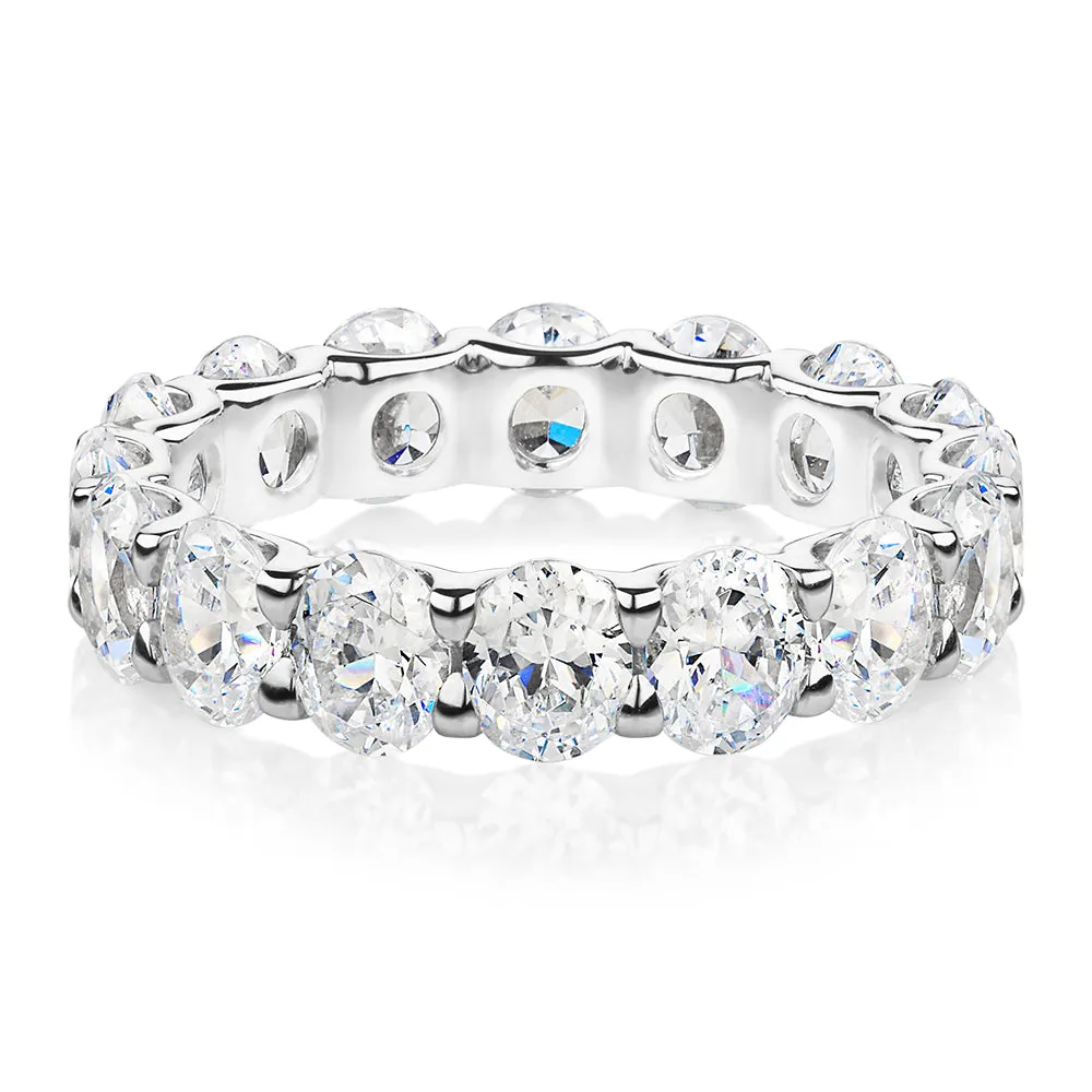 All-rounder eternity band with 4.41 carats* of diamond simulants in 10 carat white gold