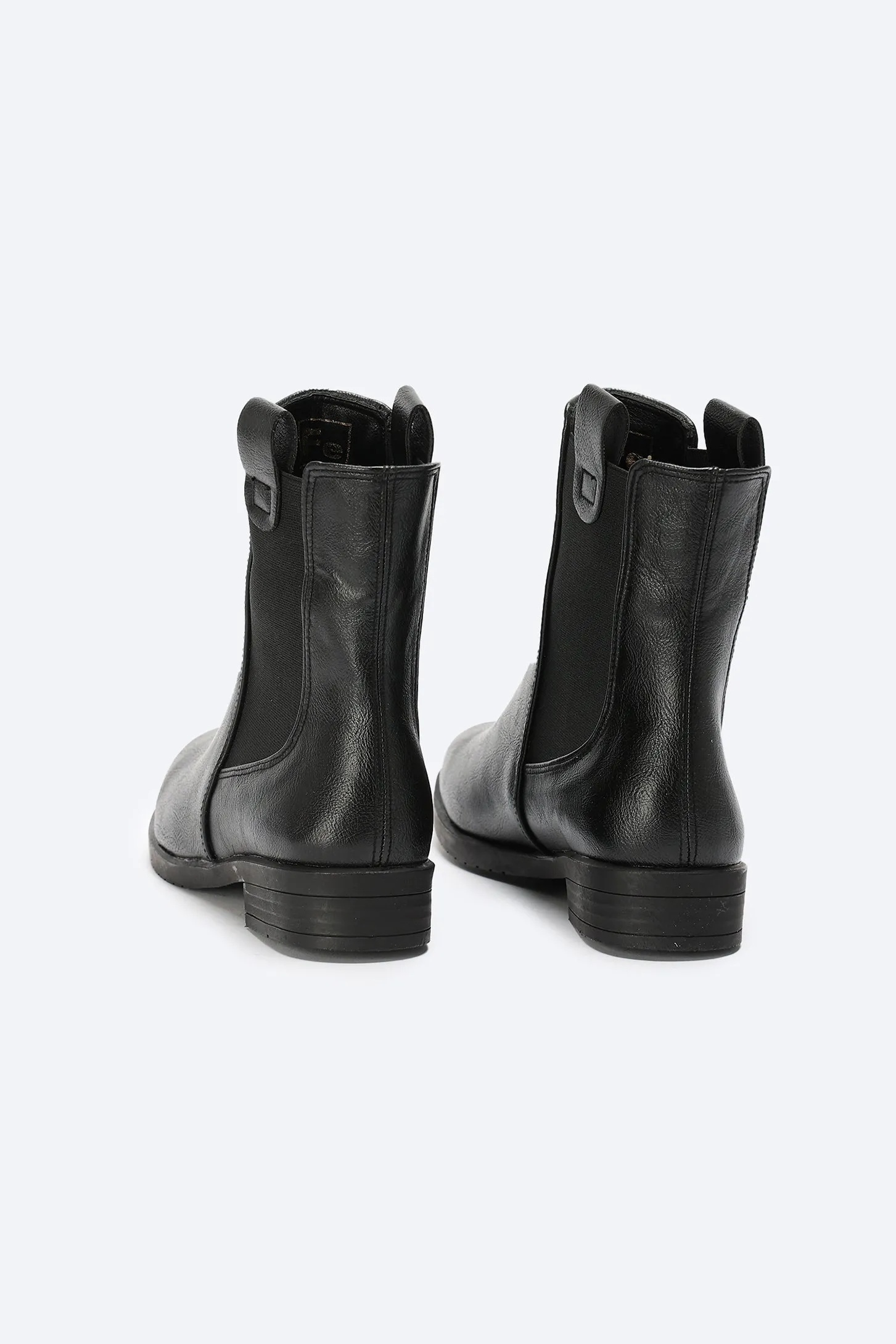 Ankle Boots - Elasticated Sides - Black