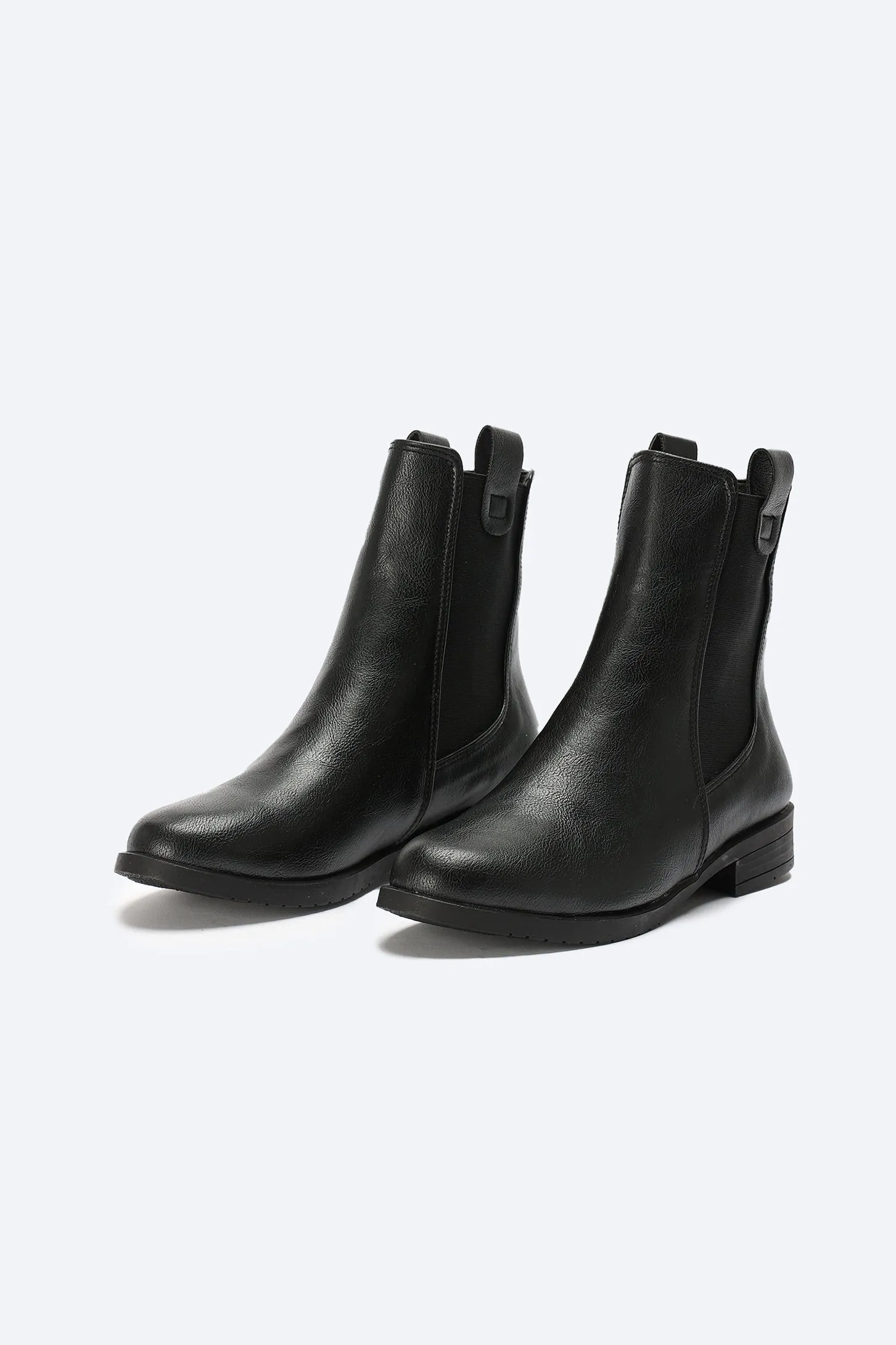 Ankle Boots - Elasticated Sides - Black