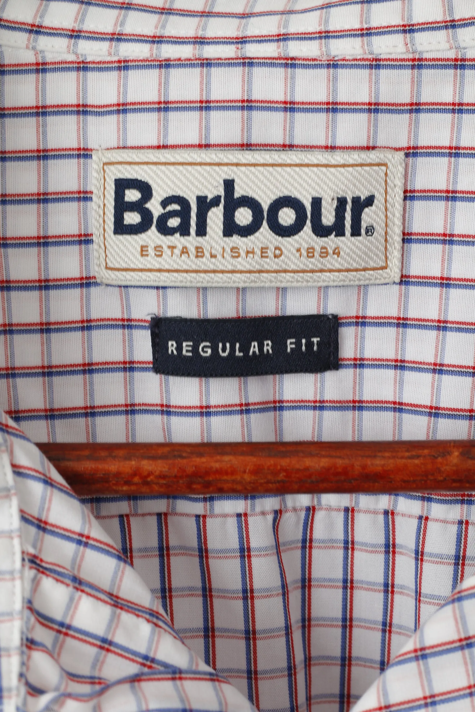 Barbour Men XXL Casual Shirt White Checkered Cotton Regular Fit Long Sleeve Top