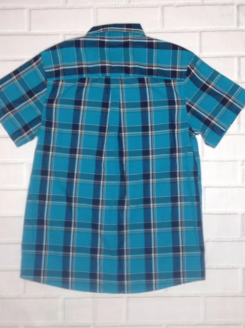 Basic Editions Blue & Teal Plaid Top