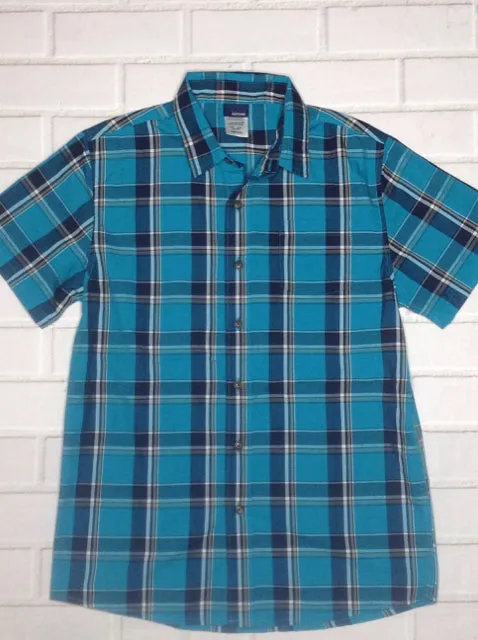 Basic Editions Blue & Teal Plaid Top