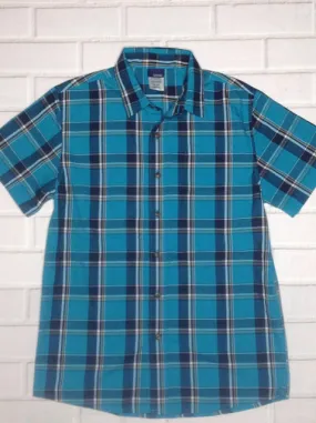 Basic Editions Blue & Teal Plaid Top