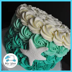 Buttercream Turquoise Rosette Ombre Cake