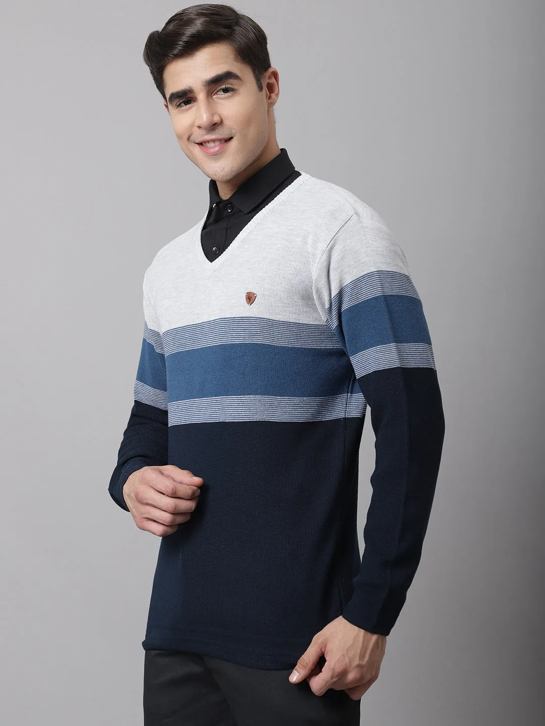 Cantabil  Men Grey Melange Sweater