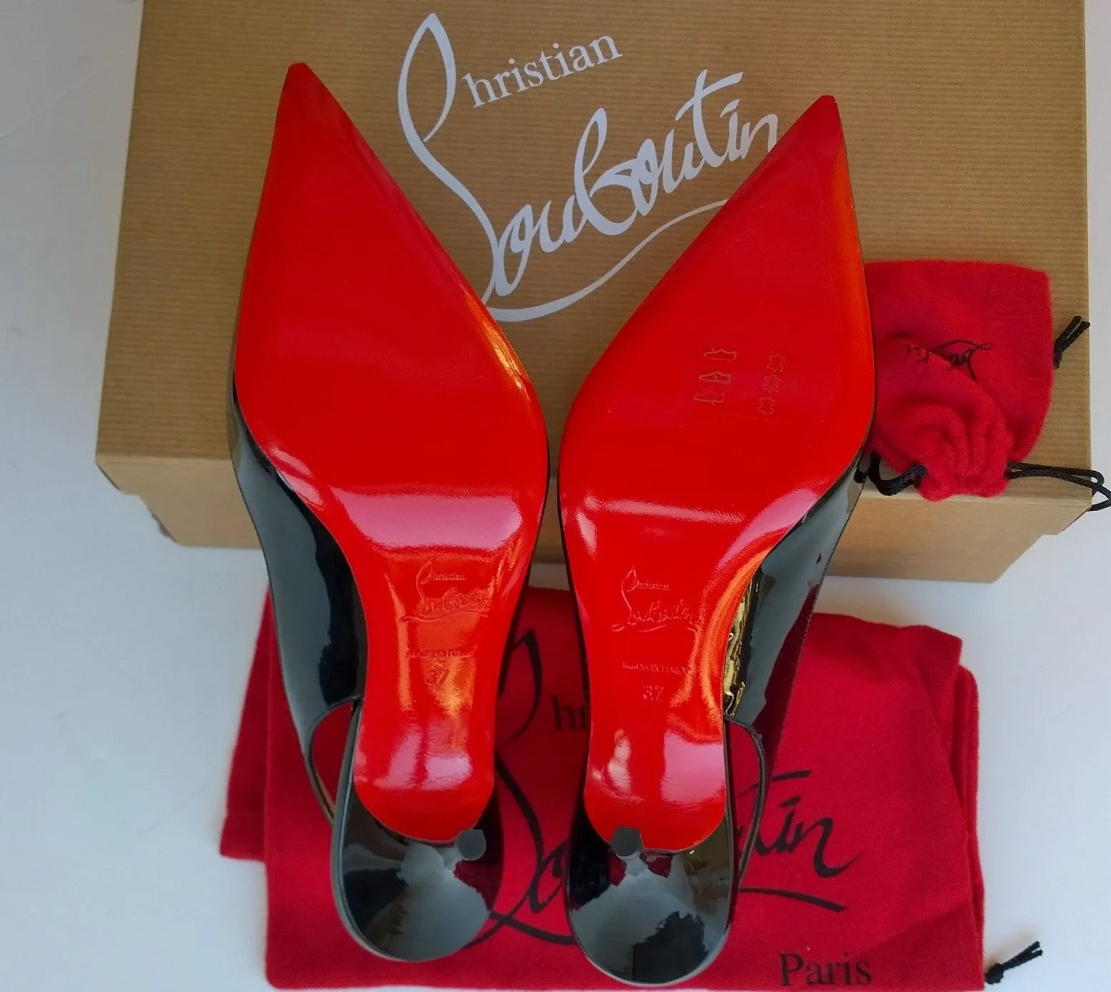 Christian Louboutin Clare 80 Black Patent Slingback Heels new shoes