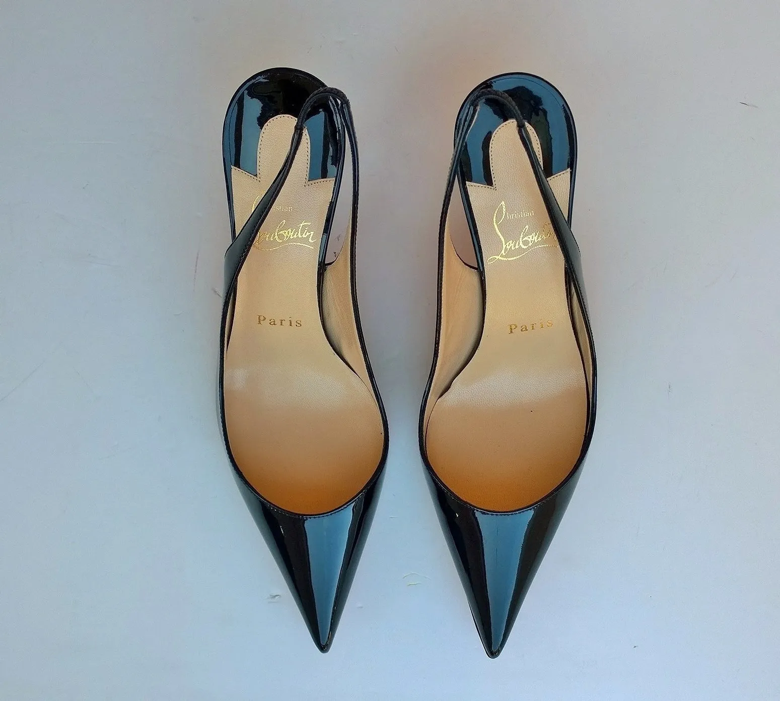 Christian Louboutin Clare 80 Black Patent Slingback Heels new shoes