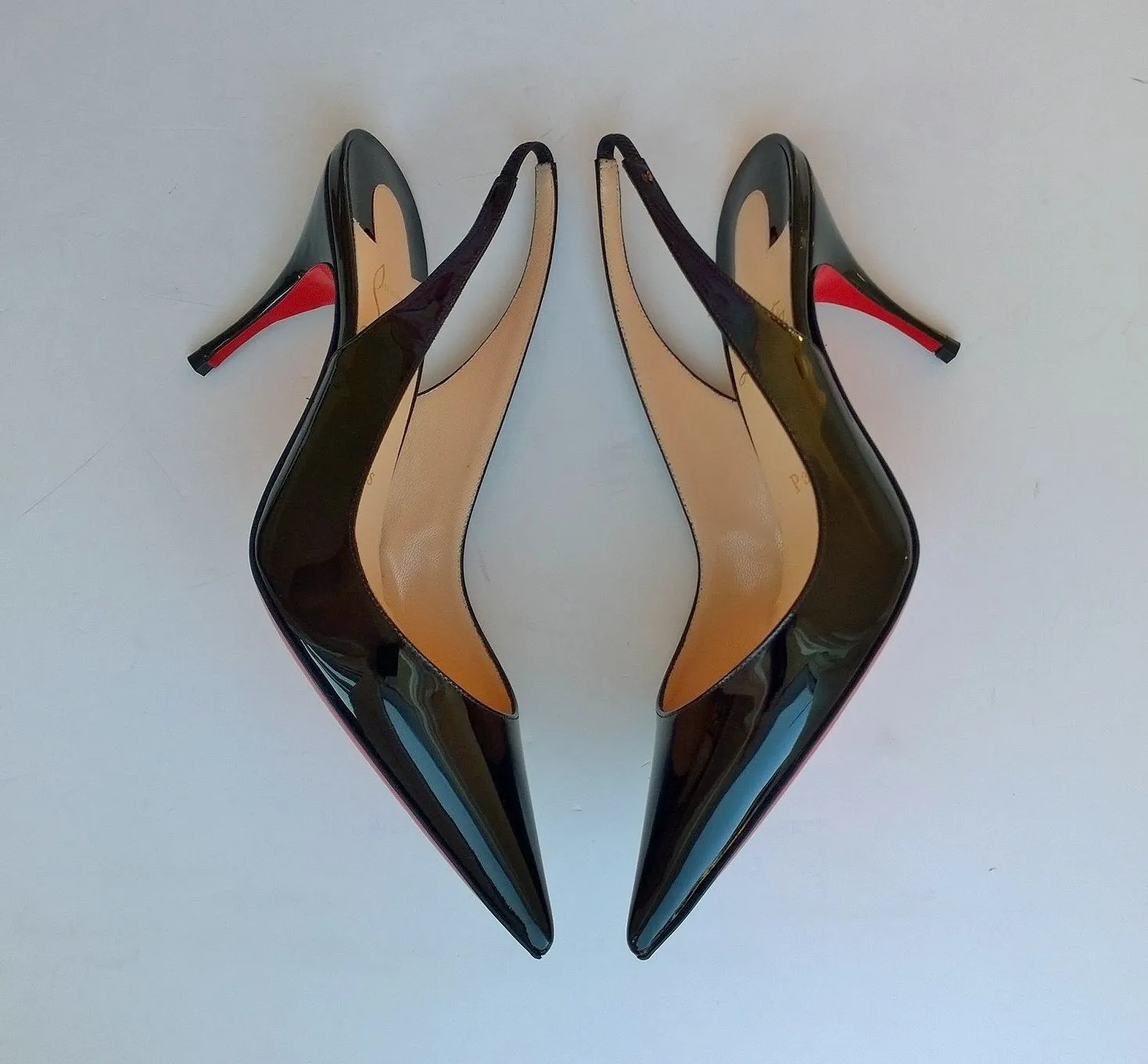 Christian Louboutin Clare 80 Black Patent Slingback Heels new shoes