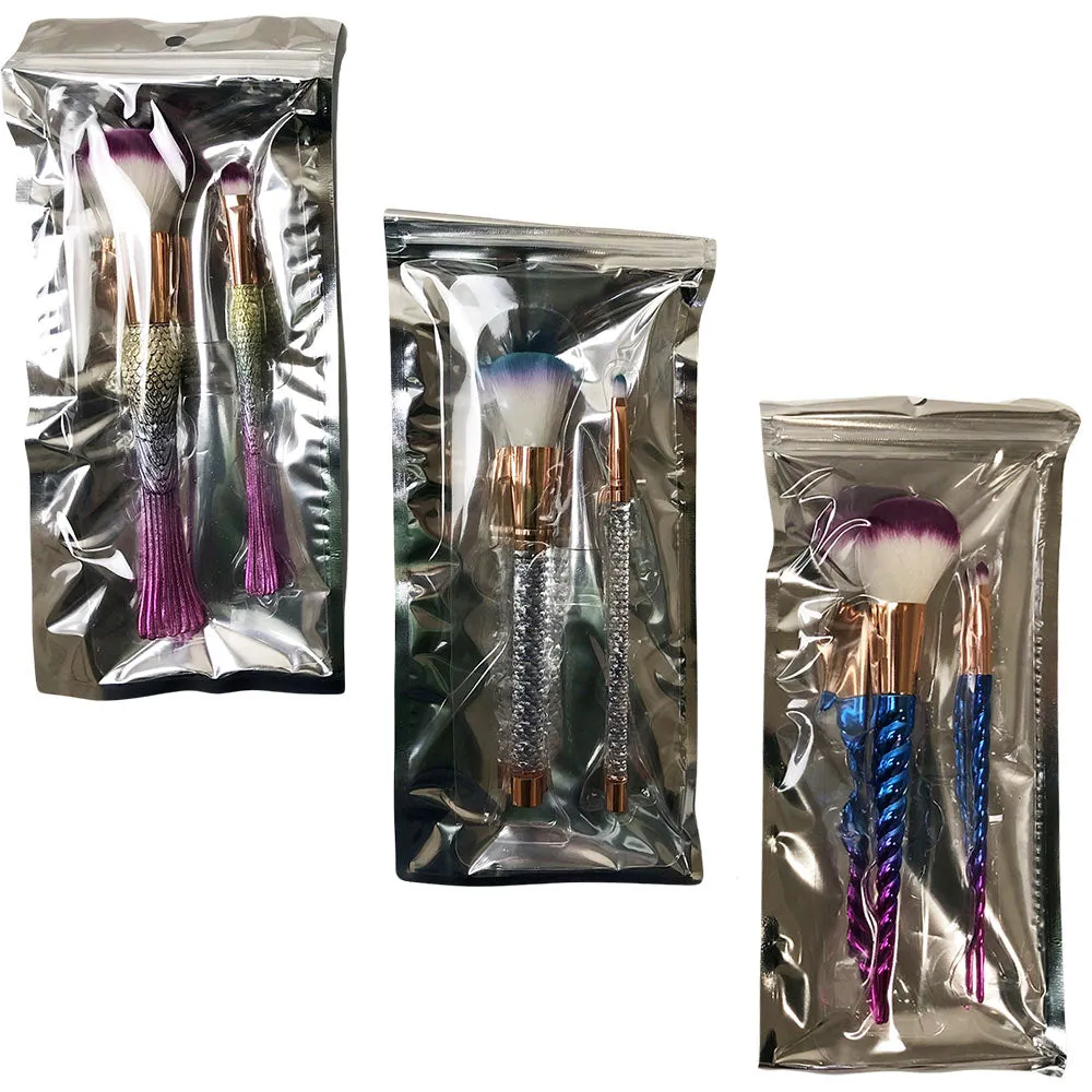 CLEARANCE MAKEUP BRUSHES - 2 PACK (CASE OF 24 - $2.50 / PIECE)  Wholesale 2 Piece Makeup Brush Set SKU: 869-24