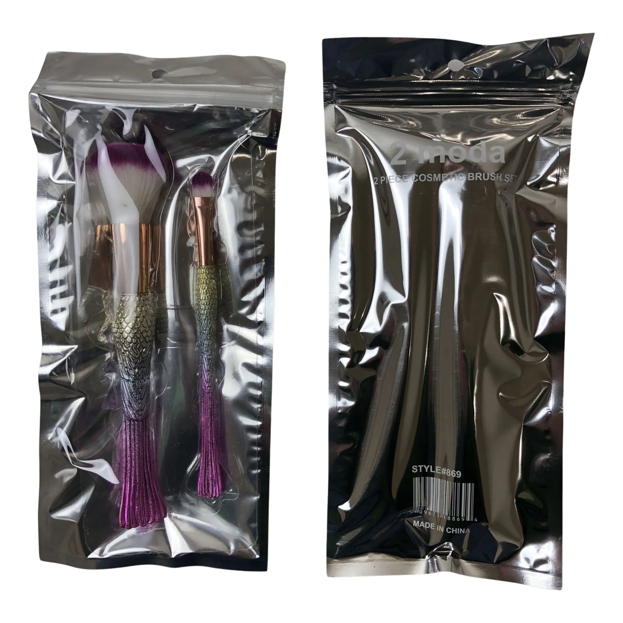 CLEARANCE MAKEUP BRUSHES - 2 PACK (CASE OF 24 - $2.50 / PIECE)  Wholesale 2 Piece Makeup Brush Set SKU: 869-24