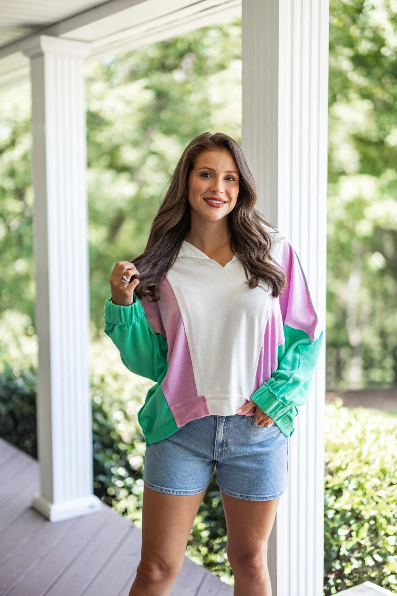 Colorblock Fab Green Mix Pullover