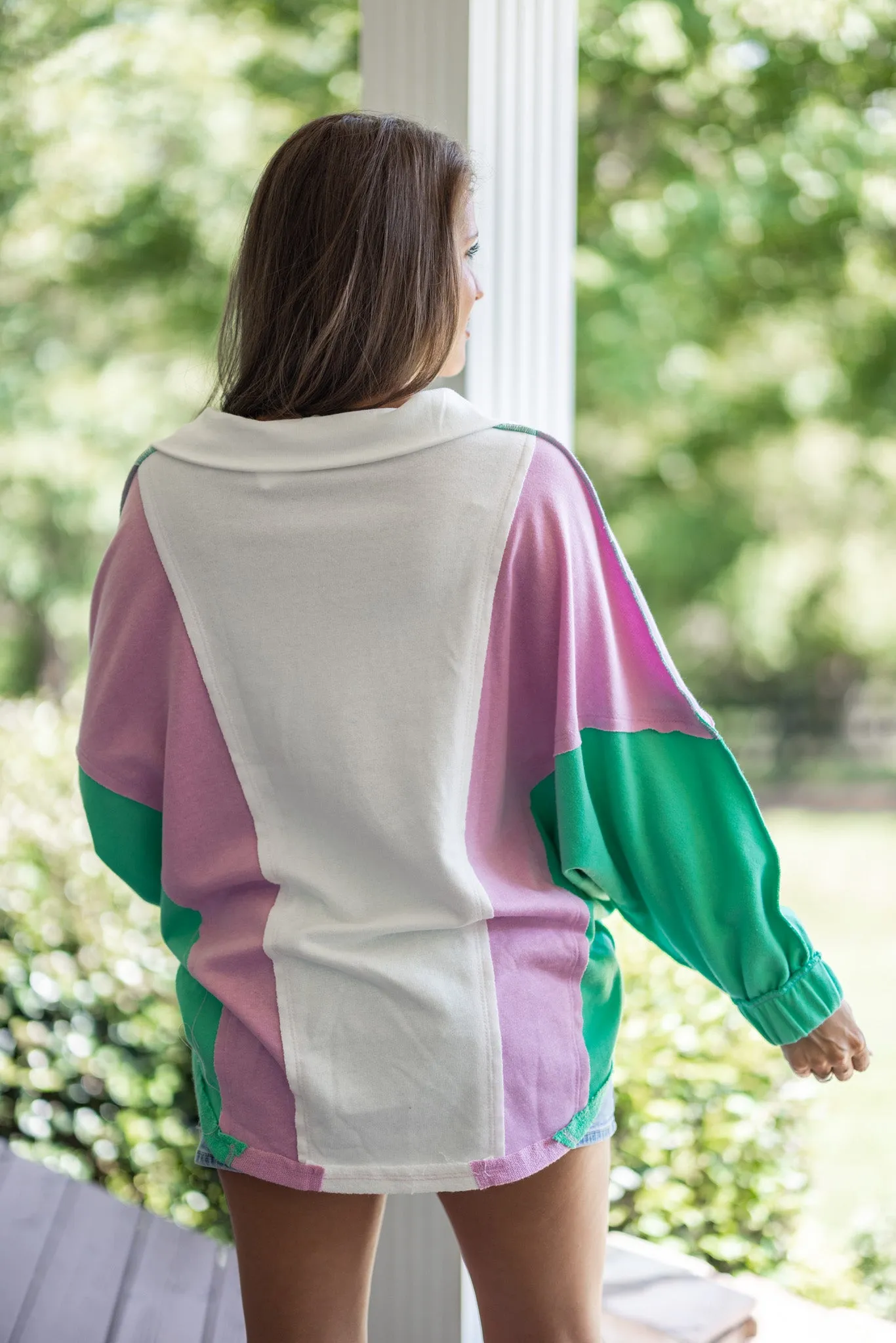 Colorblock Fab Green Mix Pullover