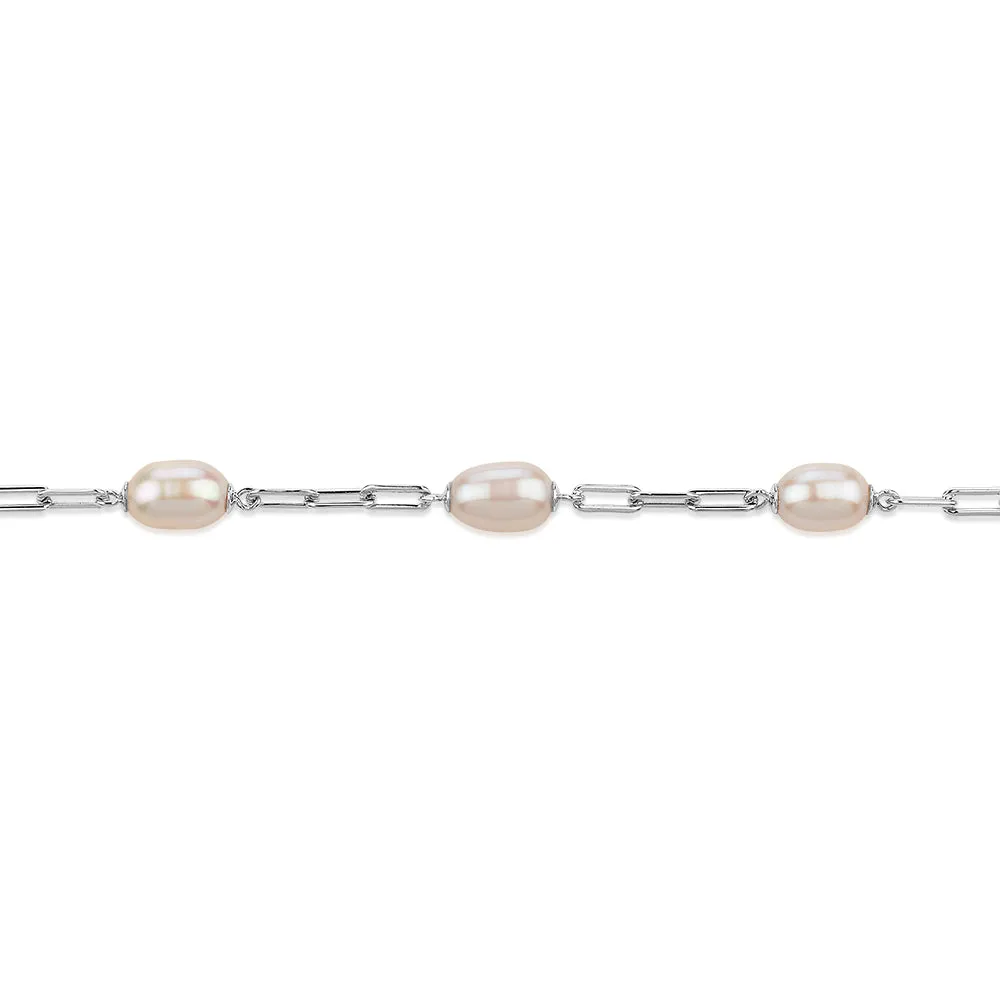 Cultured freshwater pearl necklace in sterling silver