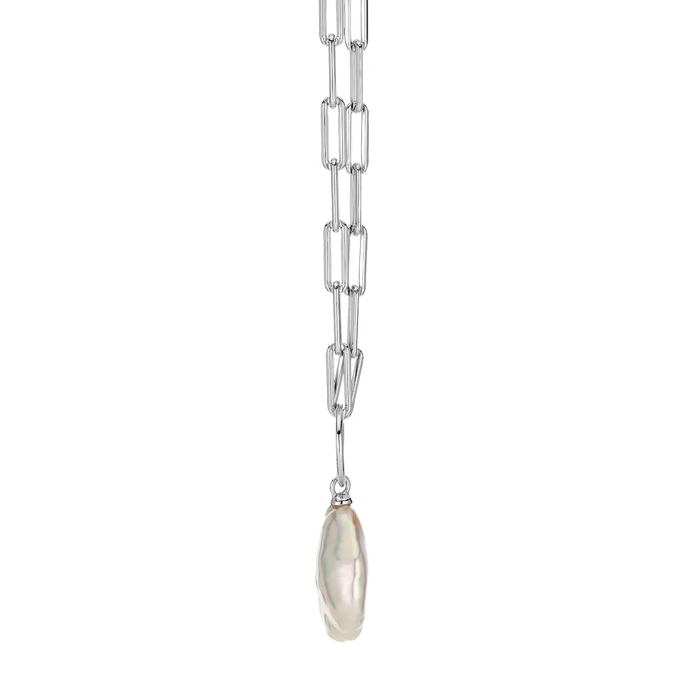 Cultured freshwater pearl necklace in sterling silver