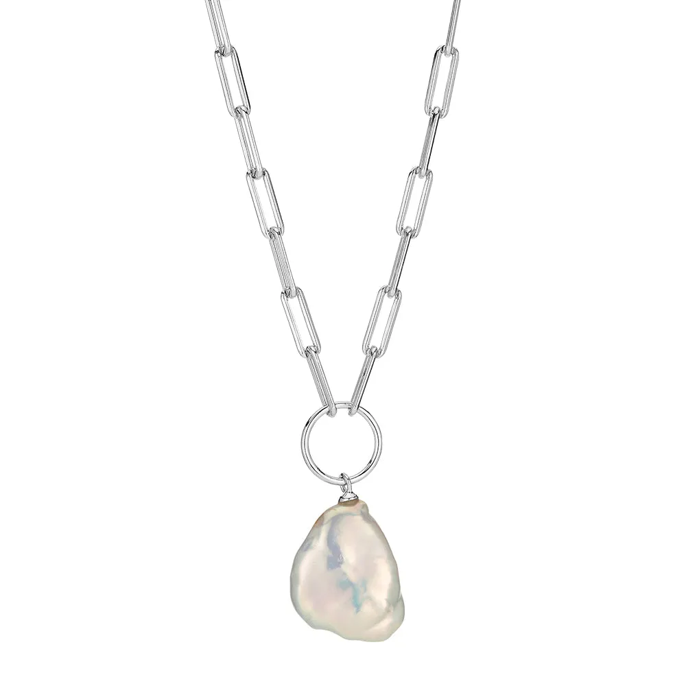 Cultured freshwater pearl necklace in sterling silver