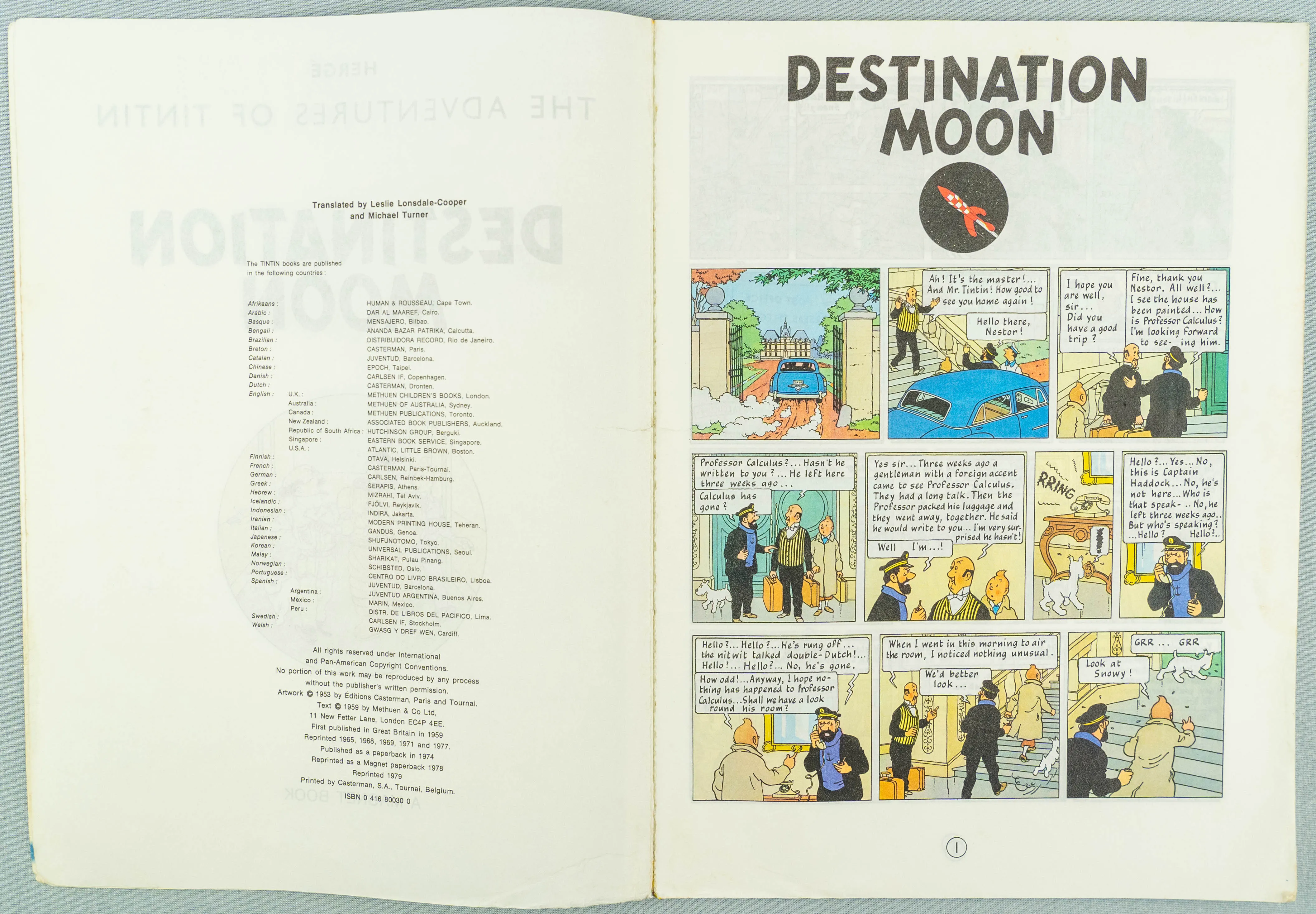 Destination Moon - Tintin Magnet UK Paperback Edition Book 1980s