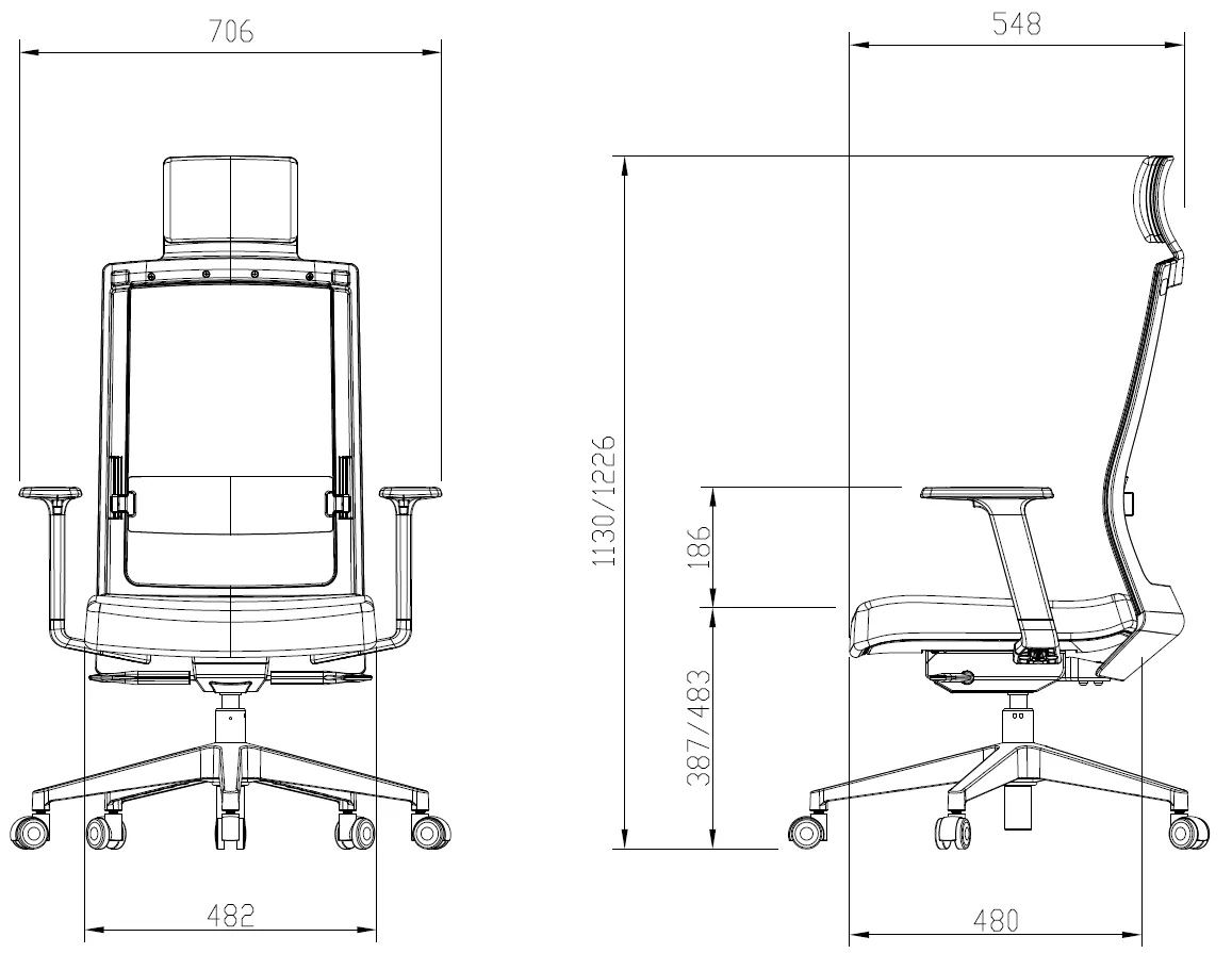 Duoflex Square Ergonomic Office Chair, Black Frame