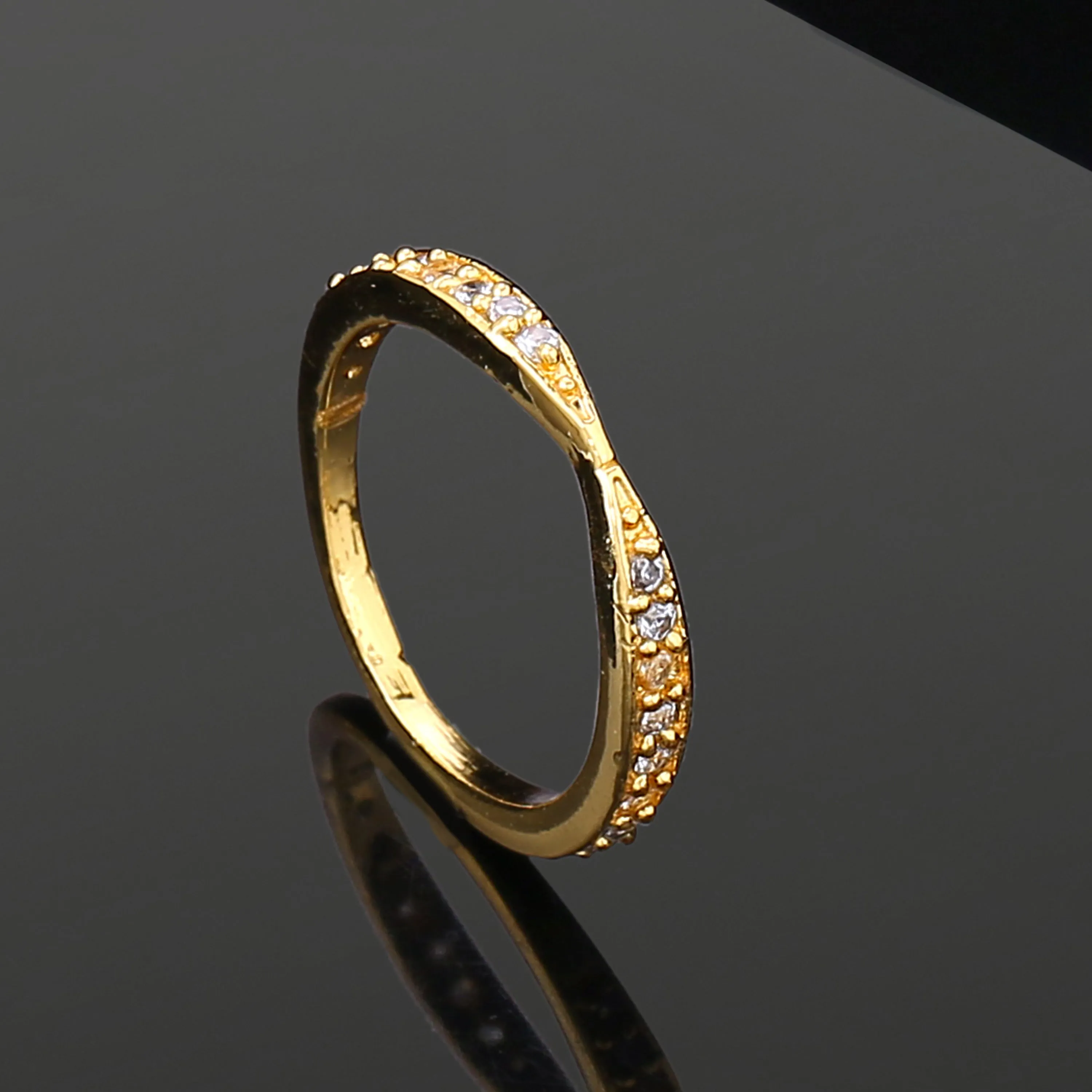 Estele Gold Plated CZ Classic Designer Finger Ring for Women