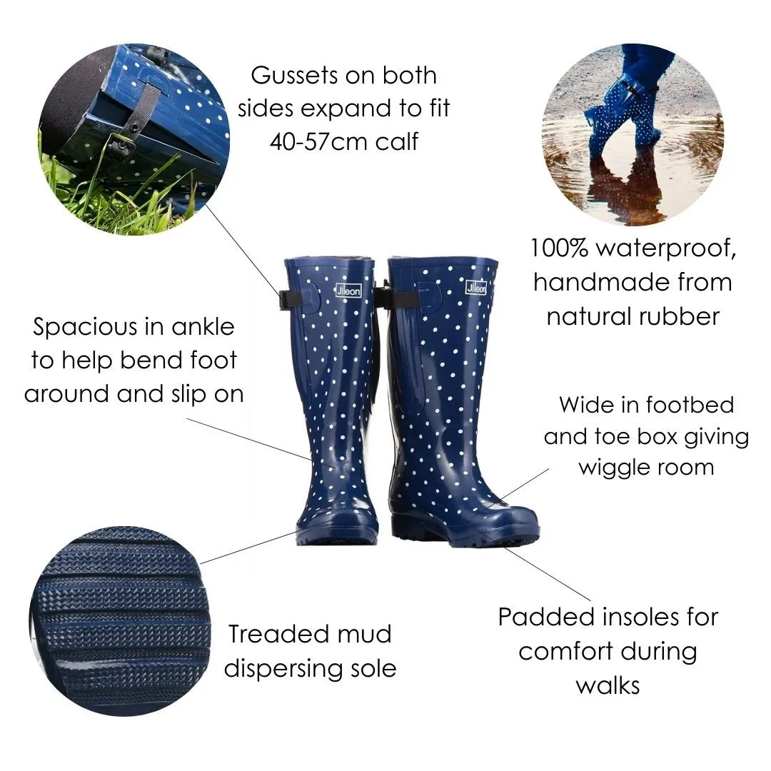 Extra Wide Calf Green Wellies - Wide in Foot and Ankle - Fit 40-57cm Calf