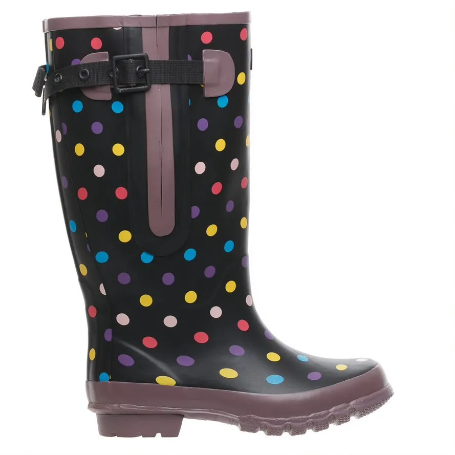 Extra Wide Fit Polka Dot Wellies - Wide in Foot and Ankle - Fit 40-57cm Calf