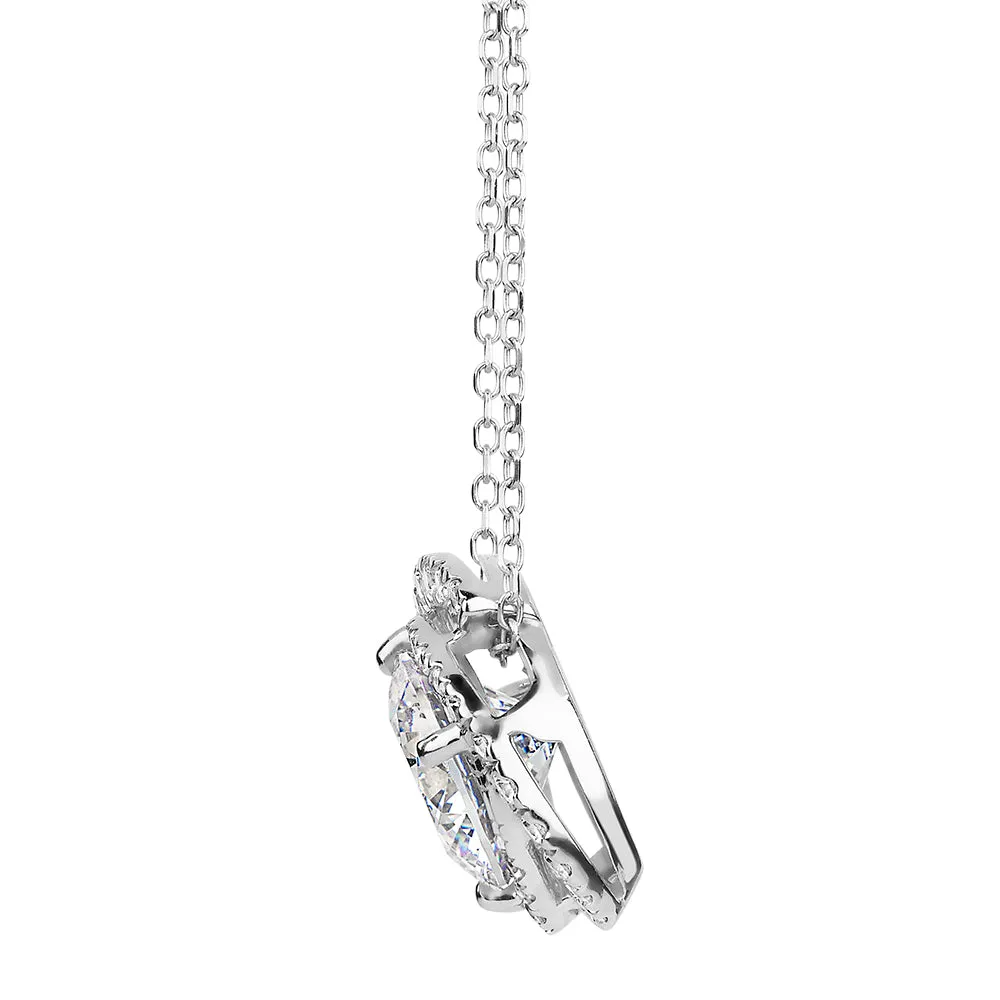 Fancy pendant with 2.27 carats* of diamond simulants in 10 carat white gold