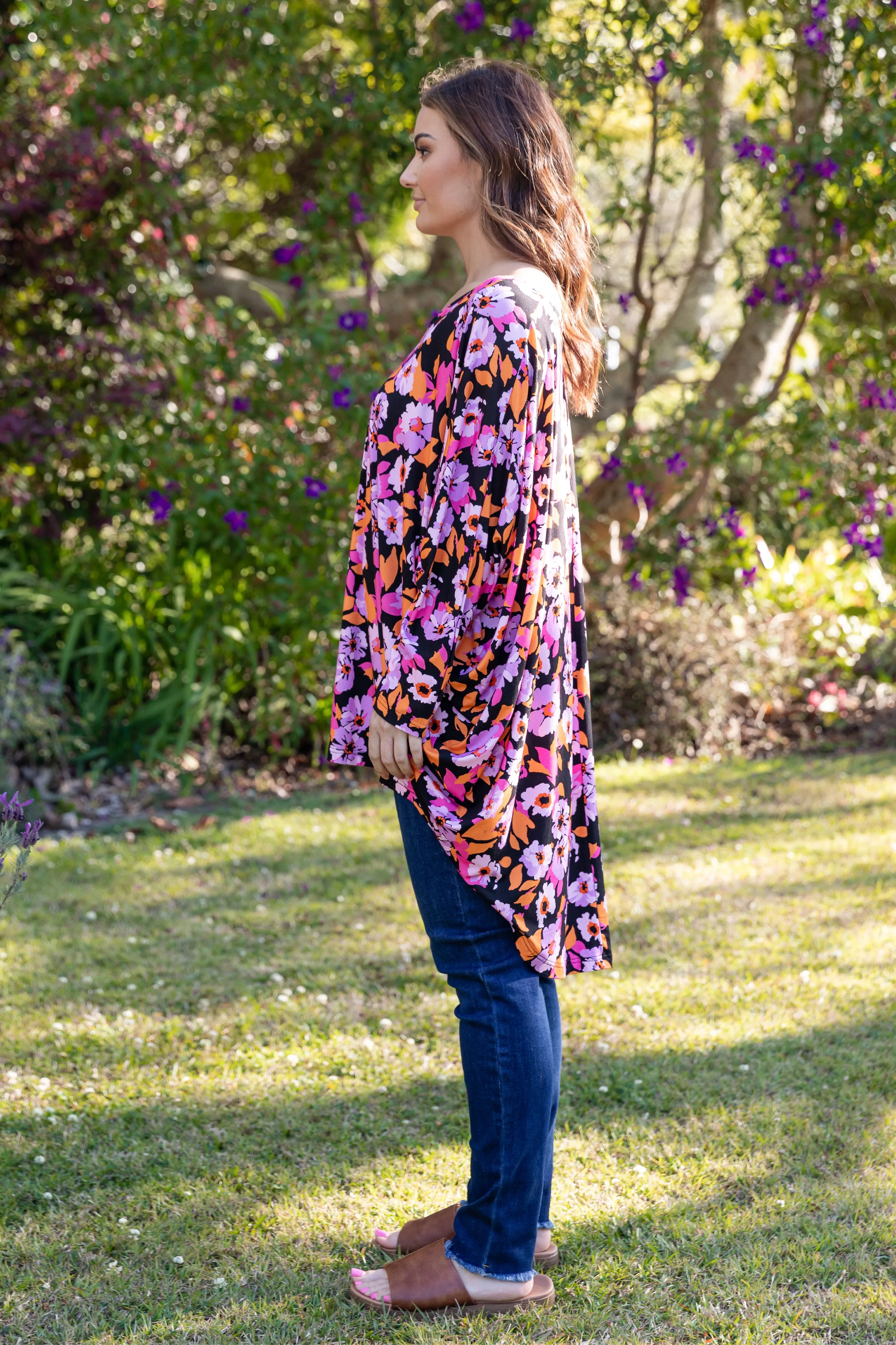 FINAL SALE Long Sleeve Hi Low Miracle Top in Rosella