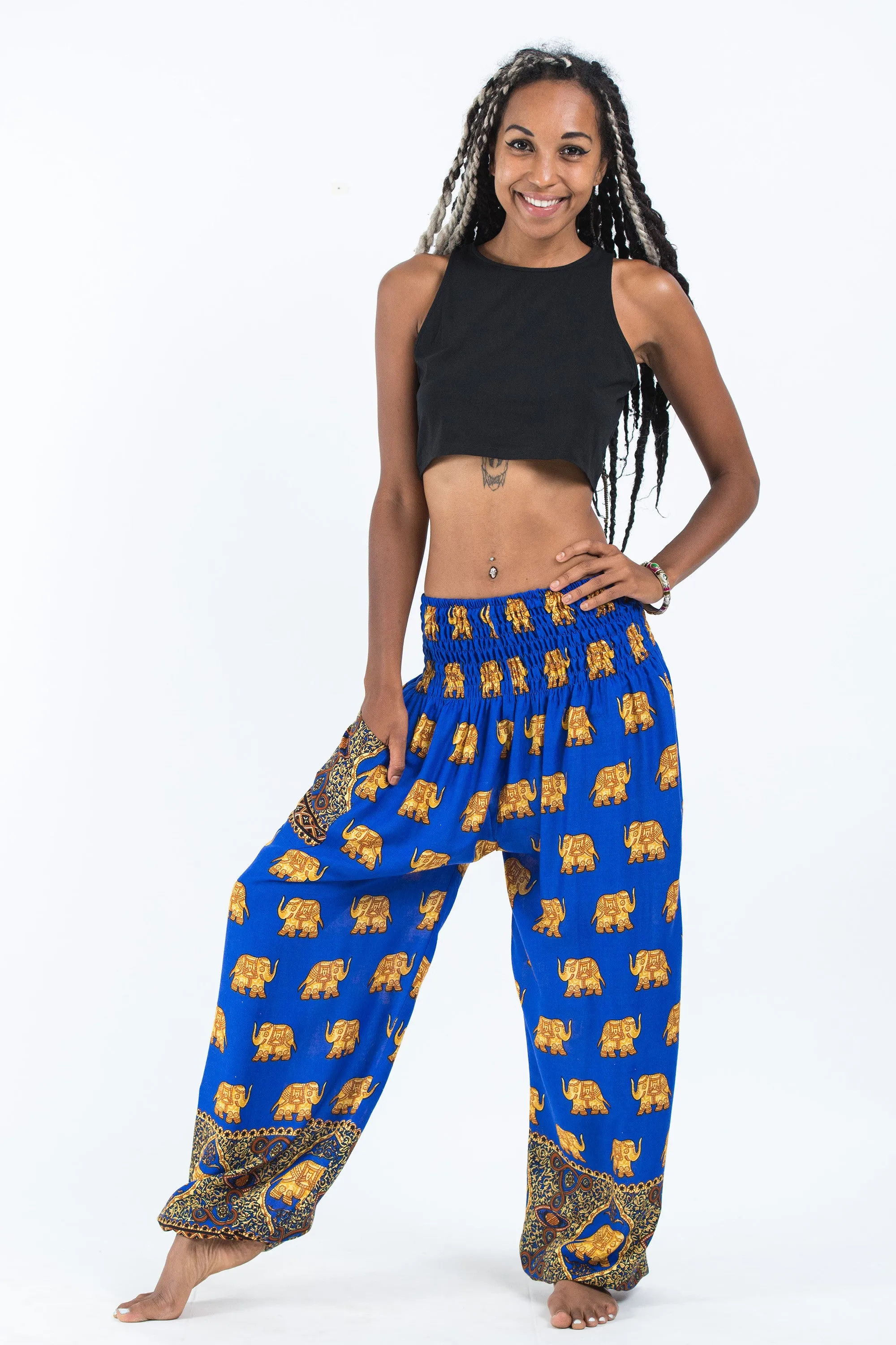 Golden Elephant Women's Elephant Pants in Blue