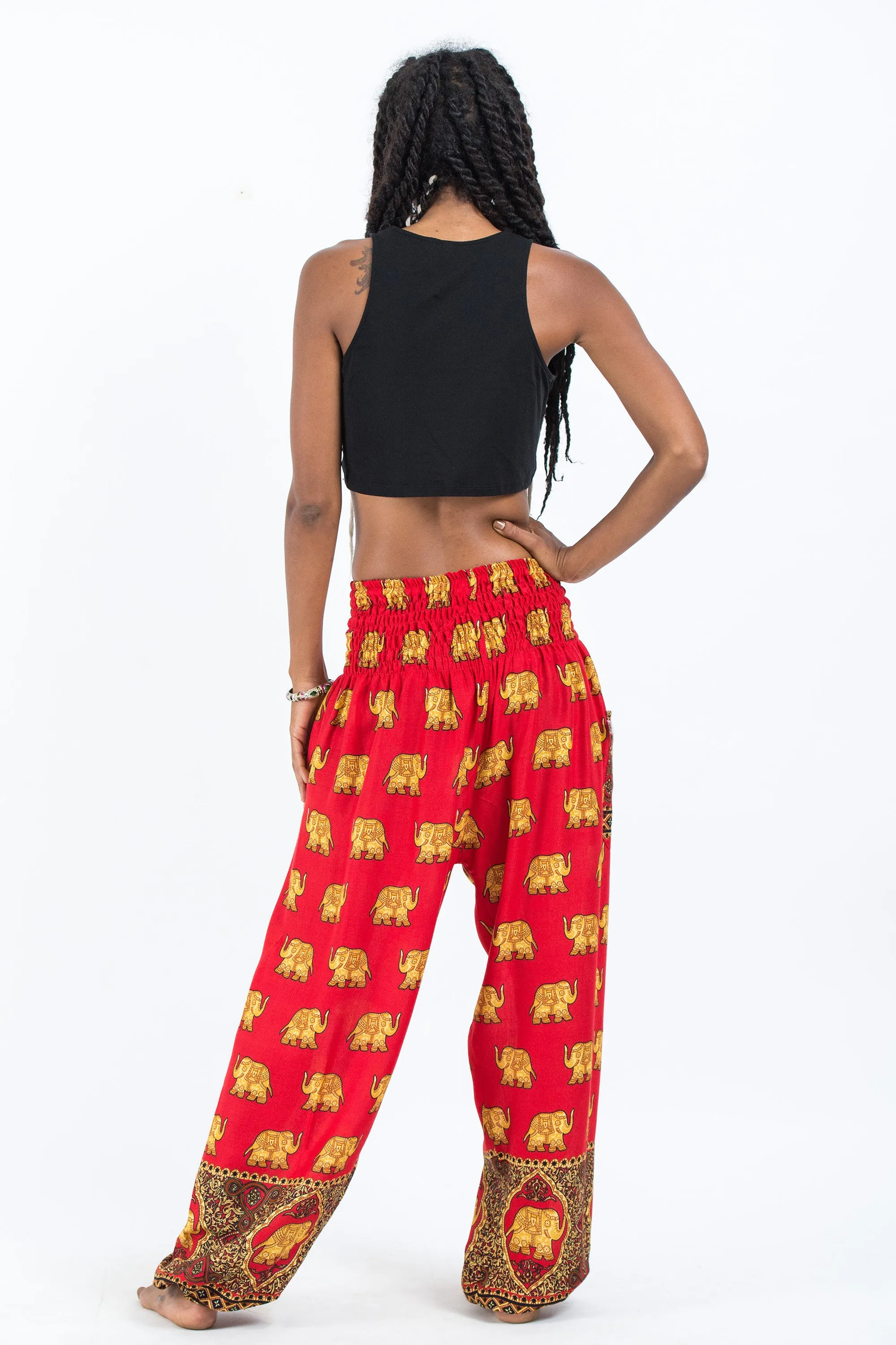 Golden Elephant Women's Elephant Pants in Red