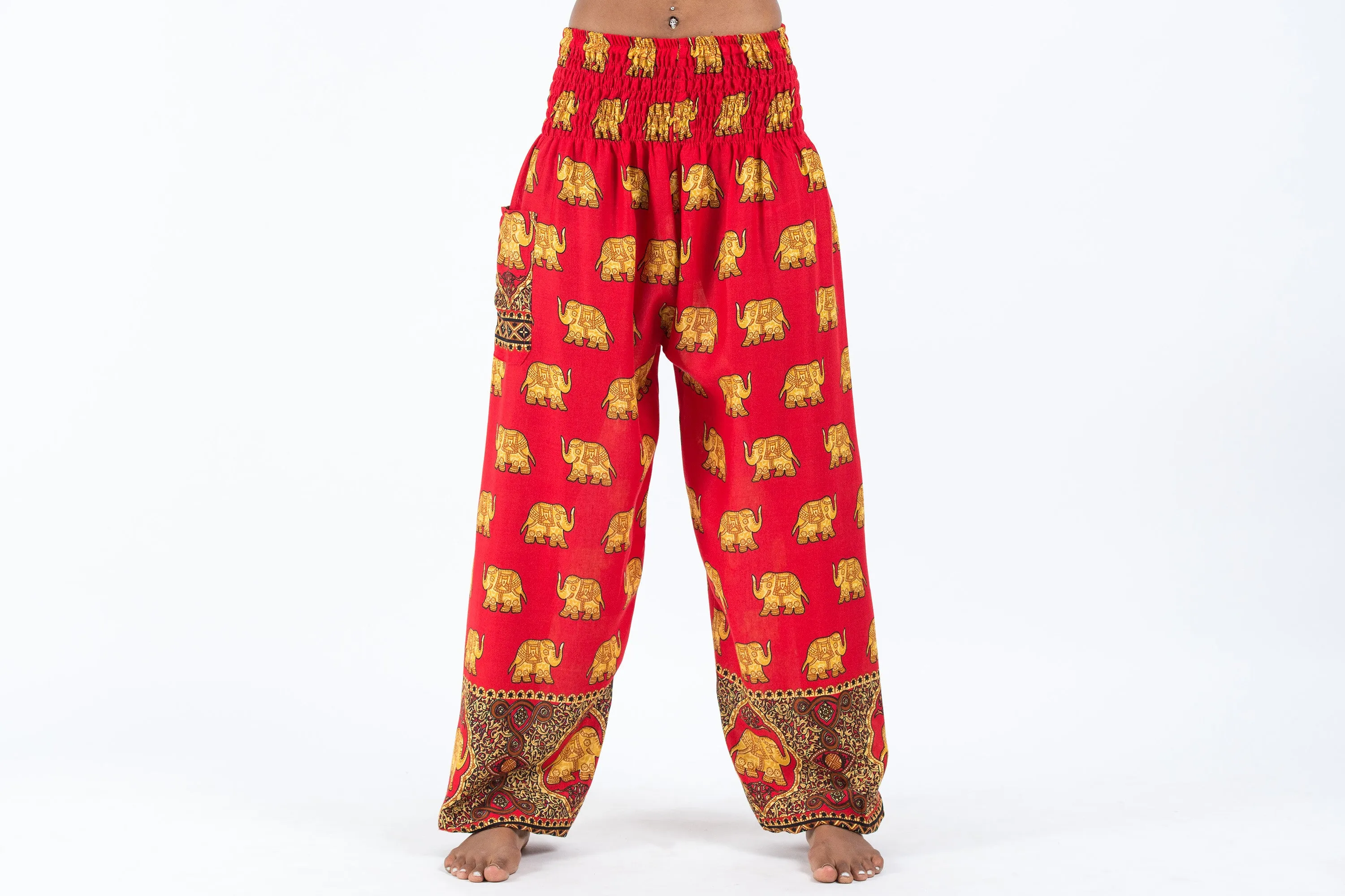 Golden Elephant Women's Elephant Pants in Red