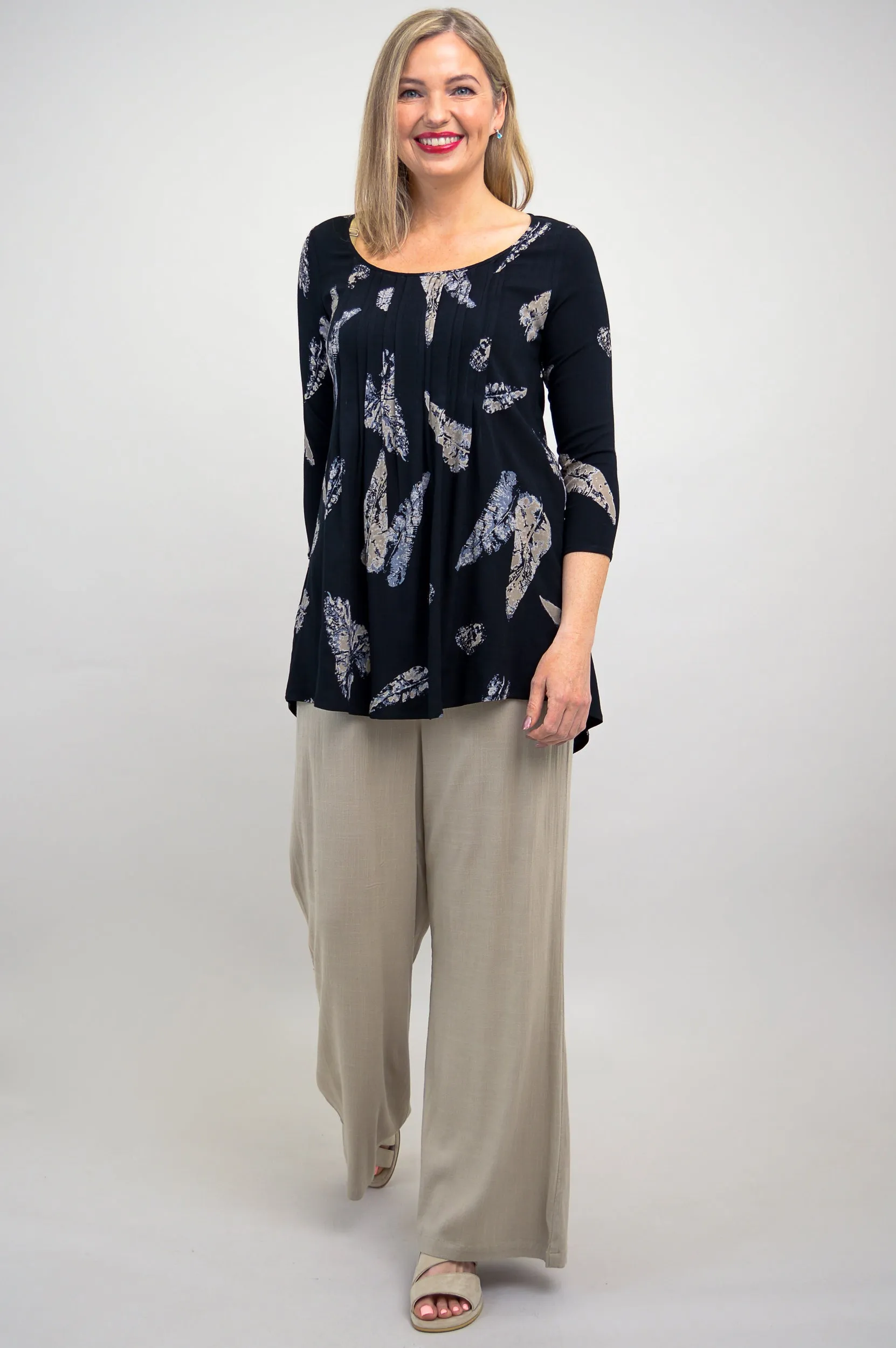 Harper Top, Leaf Shadow, Linen Bamboo - Final Sale