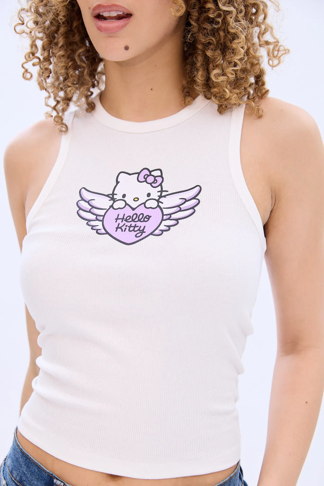 Hello Kitty Angel Graphic Ribbed Tank Top