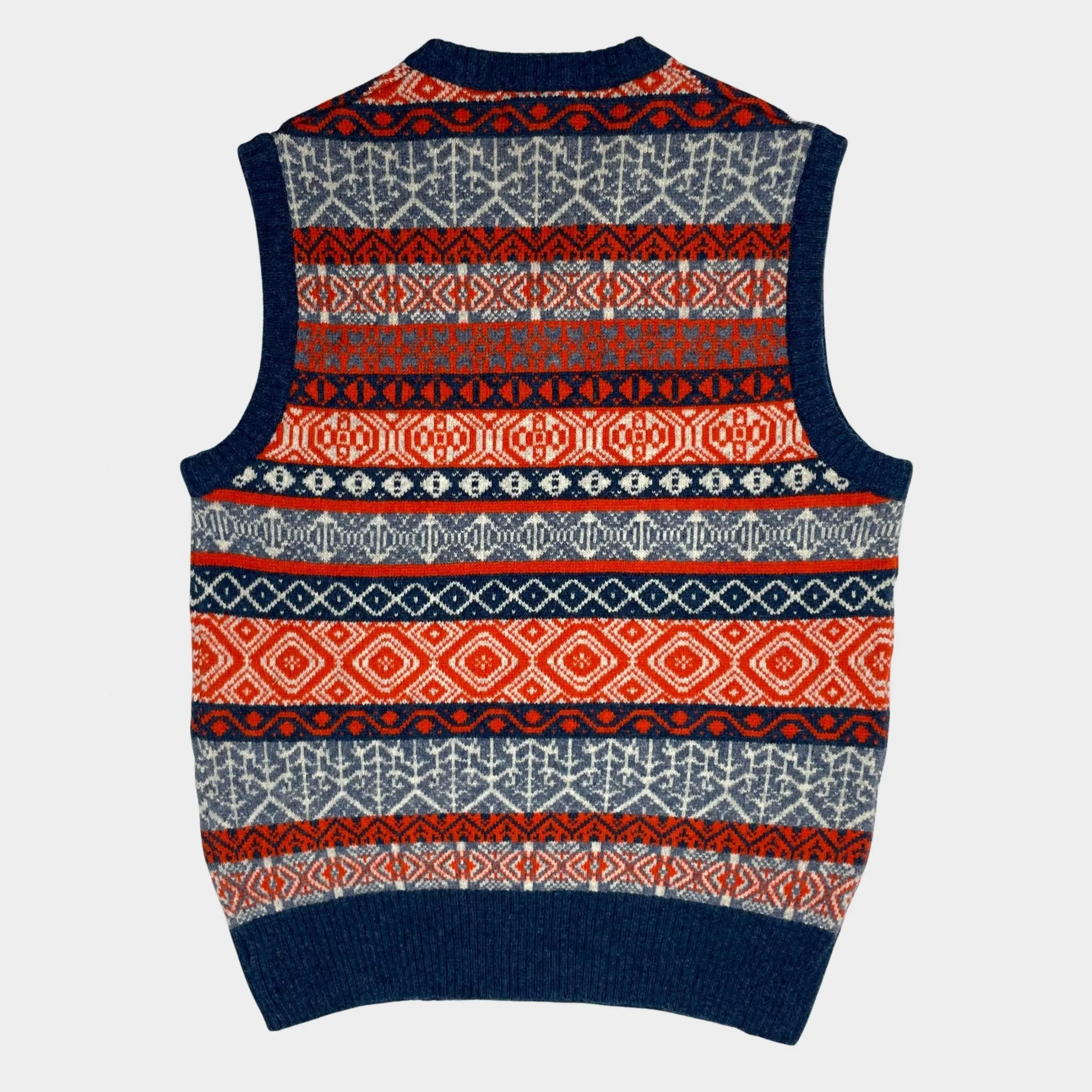 HOXTON Air Force Blue Fair Isle V-Neck Slipover