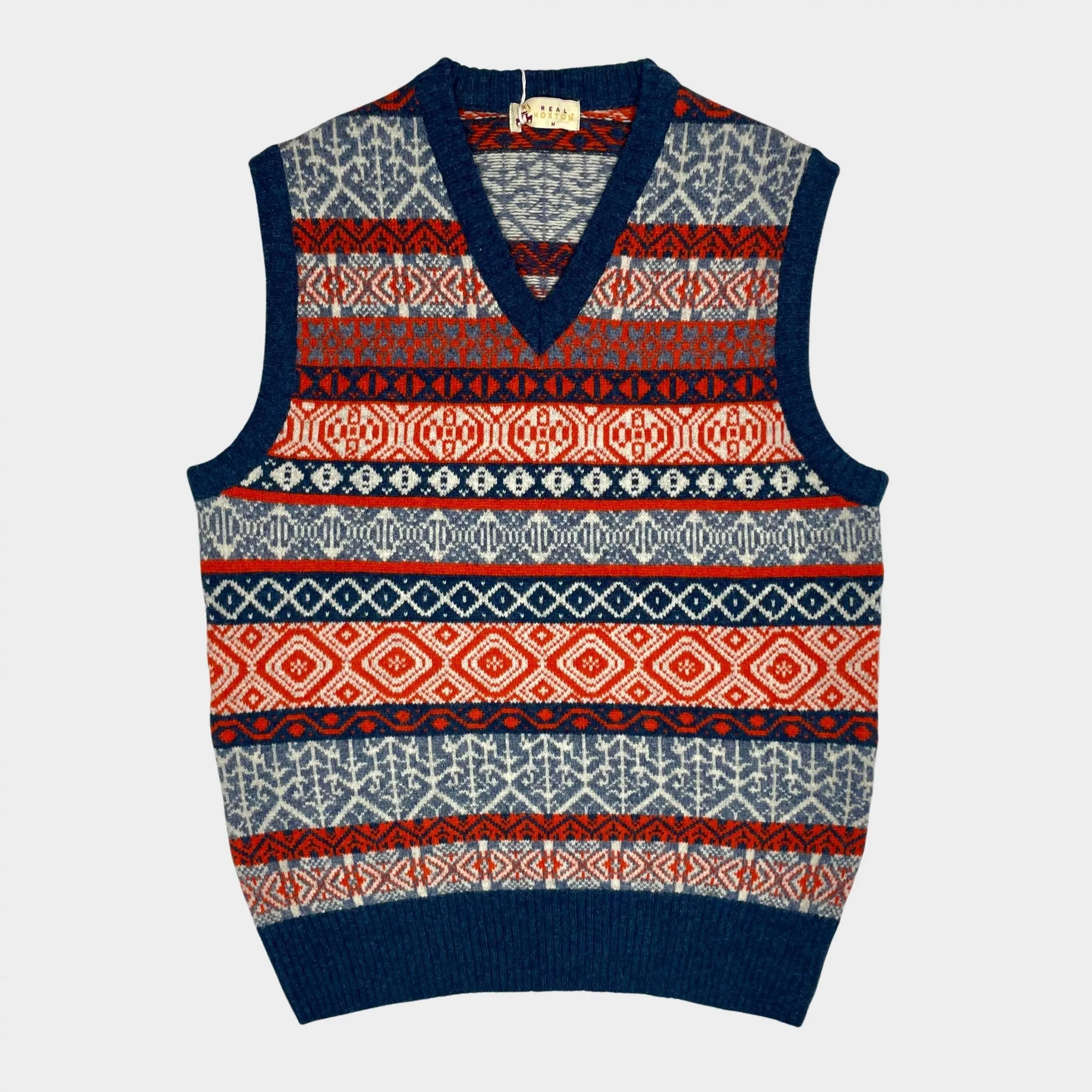 HOXTON Air Force Blue Fair Isle V-Neck Slipover