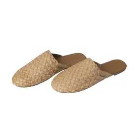 Human Shoes Barland Leather Slide in Natural Weave