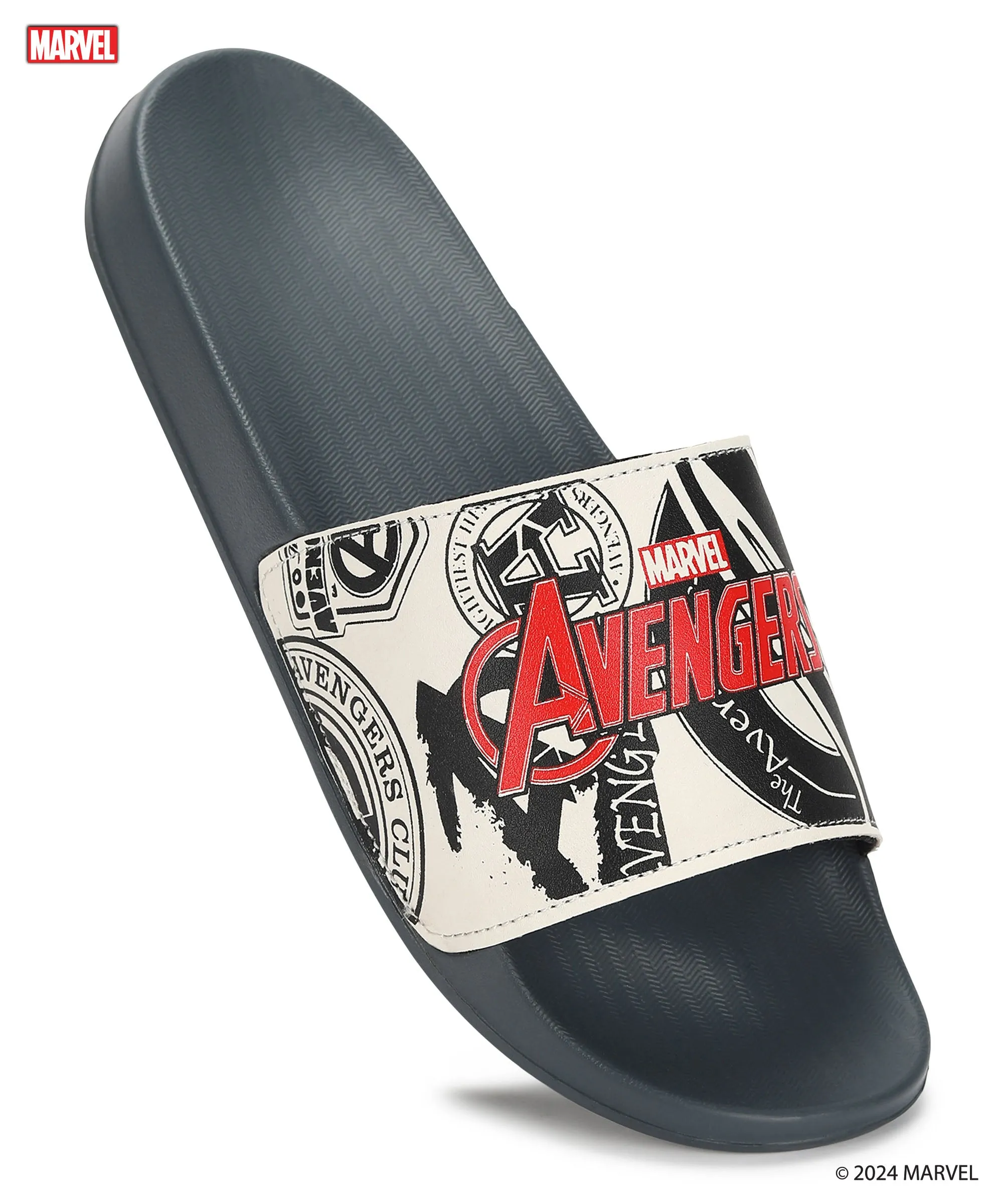 Marvel Avengers' EVMK10921 Men's White Sliders | Trendy Sliders with Cushioned & Durable Anti-Skid Construction | Waterproof & Lightweight, Perfect for Everyday Casual Wear