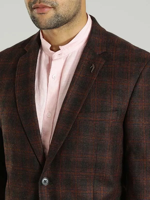 Men Checked Full Sleeve Casual Blazer