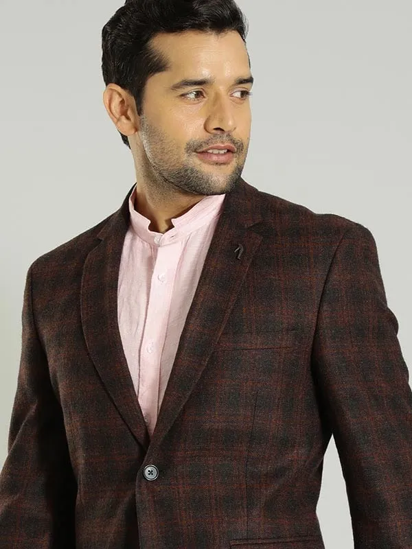 Men Checked Full Sleeve Casual Blazer