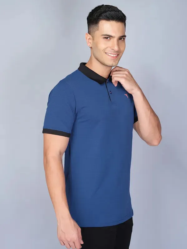 Men Colorblock Slim Fit Polo T-shirt with ELASTO PLUS