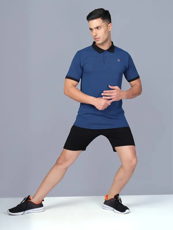 Men Colorblock Slim Fit Polo T-shirt with ELASTO PLUS