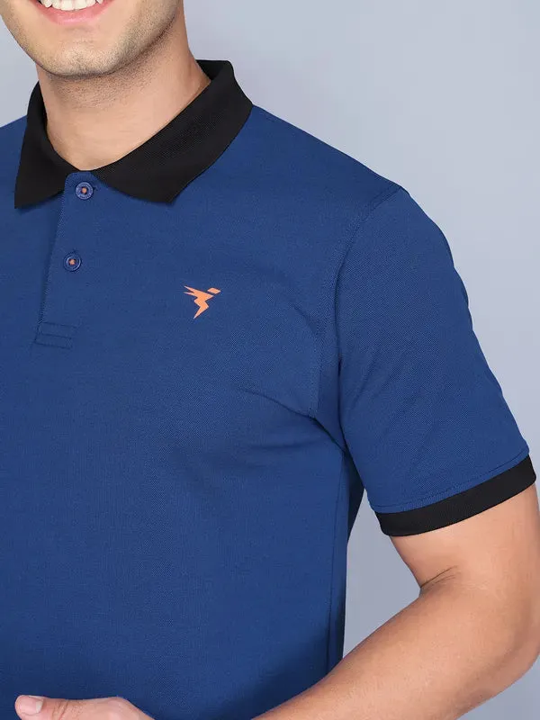 Men Colorblock Slim Fit Polo T-shirt with ELASTO PLUS