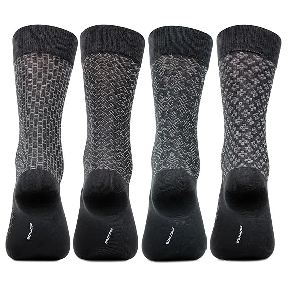 Men Socks - Mercerized Self Design Formal Dress Socks - Pack of 4