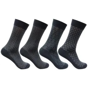 Men Socks - Mercerized Self Design Formal Dress Socks - Pack of 4